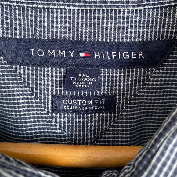 Tommy Hilfiger Men's Bluish-grey Graph Check Long Sleeve Button Up Shirt XXL - Picture 2 of 9